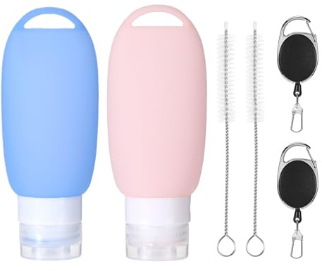 NYTGAH Confezione da 2 tubetti per cibo per cani, per salsiccia di fegato da 90 ml, tubetti vuoti in silicone per riempire cibo umido con fibbia telescopica, per umido per cani (blu e rosa)