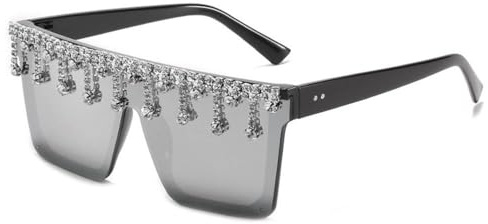 Diamant integrerade solglasögon damsolglasögon trendiga damsolglasögon helbågade mörkbeige, silver, BH01