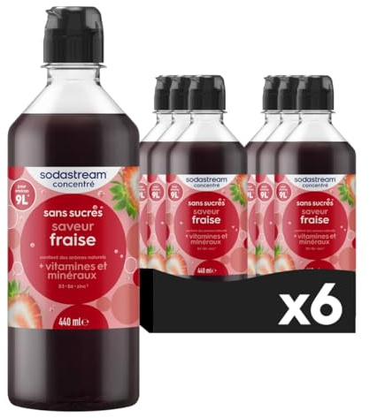 Sodastream Lot de 6 Concentrés Fraise Sans Sucres pour Sodastream