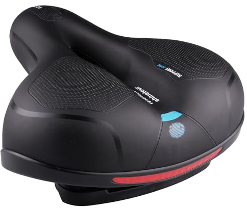 Oupados Comfortable Ergonomic Bicycle Saddle Gel Saddle Men's Women's Wide Bicycle Seat Soft Memory Shock Absorbing, Foam Padded, with Waterproof Cover 26 * 21cm Breathable Waterproof