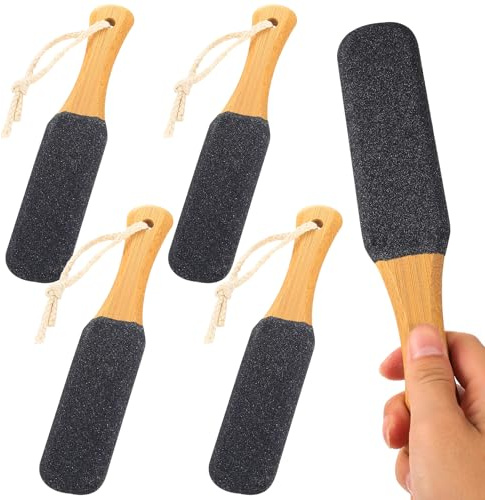 Professional Foot File and Pumice Stone for Feet, 4PCS Callus Remover with Wood Handle, Effective Dead Skin Remover, Hard Skin Remover for Rough Dry Feet