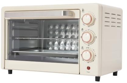 Mini Backofen | 1000 Watt | 22 Liter | inkl. Backblech und Grillrost | Pizzaofen | 120°-250°C | 60 min. Timer | Minibackofen | Backofen | Kleiner Backofen (Weiß)