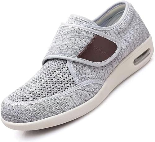 Wttagkl Zapatos para Pie Diabético con Cierre de Gancho y Bucle- Calzado Ortopédico para Edema (Hombre y Mujer) - Zapatillas Terapéuticas Diabéticas, Preventivas e Higiénicas, Light grey-39 EU