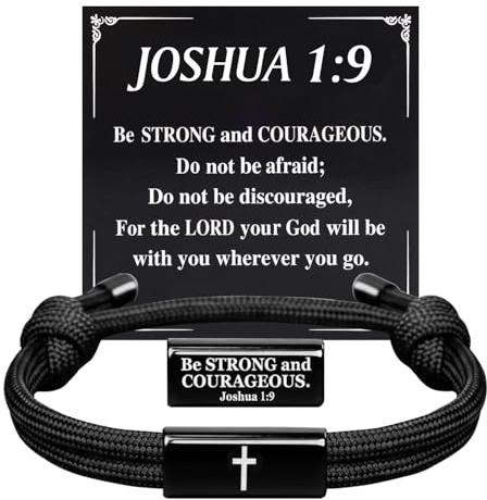 Vichona Cross Bible Verse Adjustable Rope Bracelet for Teens