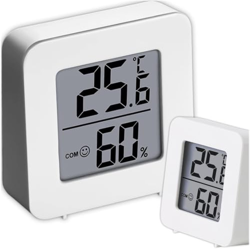 KRUMAD Termometro per ambienti con igrometro, mini termometro digitale e misuratore di umidità, display della temperatura e dell'umidità per casa, ufficio, camera da letto, camera dei bambini