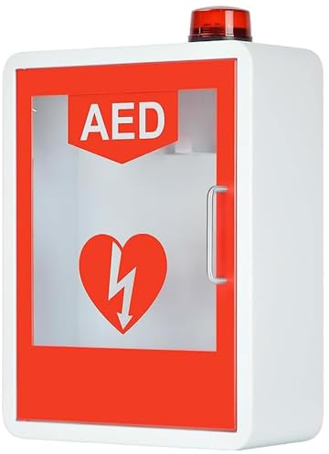 Armadietto per defibrillatore AED, Controllo a doppio interruttore a parete con luce e sistema di allarme, adatto alla maggior parte dei modelli DAE, for luoghi pubblici