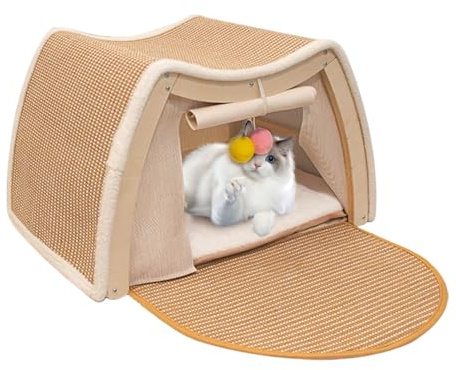 Youding katttält | Inomhus vila Lekhus med Sisal Scratching Board, All Season Kitten Shelter Gardin Design Mysig Pet Villa Slitstarkt tyg | Vardagsrum, Sovrum Vinter