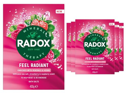 Radox Mineral Therapy Feel Radiant Bath Salts 400g, 6 Pack - Relaxing Stress Relief Soak, Soothing Mineral Bath for Muscle Relaxation, Unwind After Work, Home Spa Care