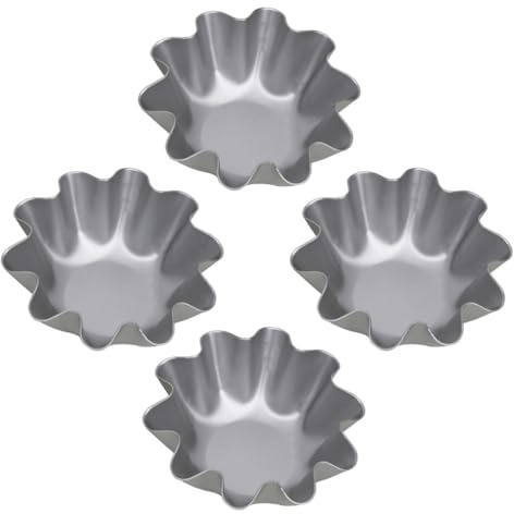BESPORTBLE 4 Stampi per Crostatine in Lega di Alluminio Antiaderenti, Mini Teglie per Crostate e Cupcake per Dolci, Budini e Tartellette, Utensili da Cucina per Tè Pomeridiano, Banchetti