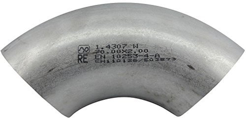 SECOTEC Edelstahl Rohrbogen 1.4301 Geschweißt, 90 Grad, Durchmesser 35 mm, Stärke 2 mm