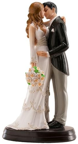 Dekora - 305058 Figurine Mariage 3D Couple Marié se Donnant un Bisou, 18cm