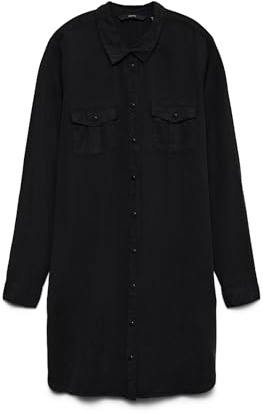 VERO MODA Damen VMSILLA LS Short Dress Blck GA NOOS 10206339, Black, XXL