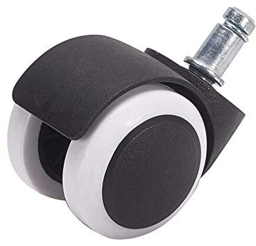 MroMax Office Chair Casters Wheels 2 Inch PU Twin Wheel Universal Standard 0.43 Rod Diameter Stem Swivel Caster White 2pcs
