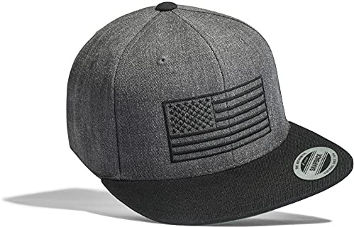 Cap Flexfit Snapback: USA flagga – armékeps män och kvinnor svart, Svart kolkol, one size