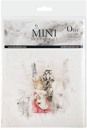 ITD Collection – mini rispapper kreativt set 14,8 x 14,8 cm (6 ark), Decoupage rispapper för scrapbooking och hantverk, flerfärgad (RSM029- HS code 48021000)