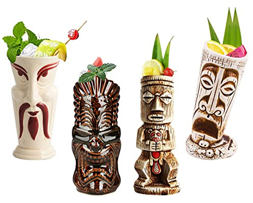 Cocktailglas – Hawaii dekoration – bartillbehör – cocktailglas – cocktailset – cocktaildekoration – cocktailglas set – tikiglas hawaiiansk tiki-kopp, Q7