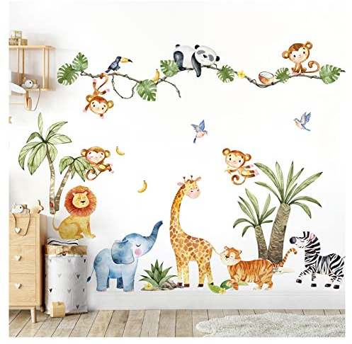 Grandora XXL Wandtattoo Dschungel Tiere Wandsticker Kinderzimmer Deko DL801-4