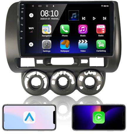Carplay Android Autoradio für Honda Fit 2004-2007 / Honda Jazz 2001-2006 | Wireless Carplay & Android Auto 9-Zoll-Touchscreen, GPS-Navigation Bluetooth WLAN USB SWC Mirror Link FM/RDS Radio 2G + 32G