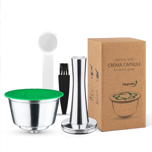 Capsule de café réutilisable en acier inoxydable compatible avec EDG MINI ME, dosette rechargeable en métal BENFUCHEN compatible avec la machine à café DolceGusto, avec un tamper à café