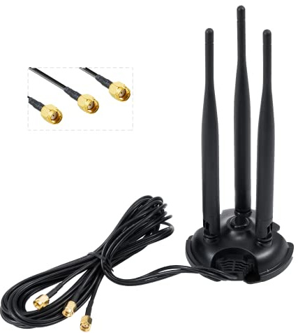 Vecys WLAN-Antenne 2,4 G / 5,8 G Dual Frequenz 8 dBi omnidirektionaler Signalverstärker Magnetfuß RP-SMA Adapter RG174 Kabel 2 m