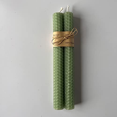 100% Pure Beeswax Dinner Candles, Subtle Honey Smell, Gift for Her, 10 Colours (Mint Green)