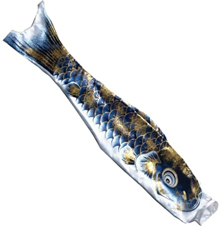 Japanische Windsack Karpfenflagge Garten Koi Nobori Segelfisch 70 cm Gold Schwarz
