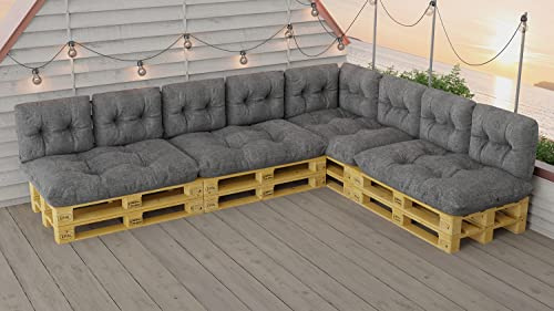 King Matratzen Palettenkissen Set für Europaletten wasserdicht sitzkissen rückenkissen Indoor und Outdoor 120x80 60x40 3 Farben (13ER Set GRAU (10))