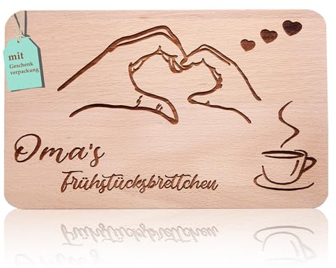 Frühstücksbrettchen oma geschenke | Brotzeitbrett mit Gravur | “OMA'S FRÜHSTÜCKSBRETTCHEN” Geschenkidee ideal für Großmütter Muttertag Geburtstags Weihnachten Buchenholz