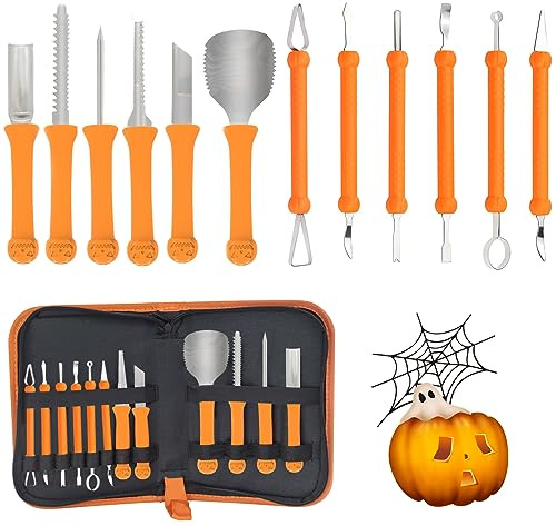 BigKing 13Pcs Carving Set, Carbon Steel Pumpkin Tools for Halloween Decorations
