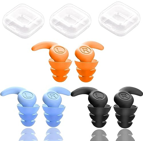 3 Paia Tappi per Le Orecchie da Nuoto Adulti, Tappi Orecchie In Silicone del Anti Rumore Riutilizzabili Impermeabili Morbido, Tappi Auricolari in Silicone per Doccia, Surf e Altri Sport Acquatici