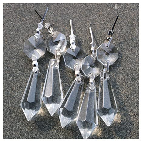 Kronleuchter Kristall Prismen Anhänger 20 Teile/los Klar Kronleuchter Kristallglas Lampe Prismen Teile Hängen Tropfen Anhänger (Color : Silver, Size : 20pcs-38mm Icicle)