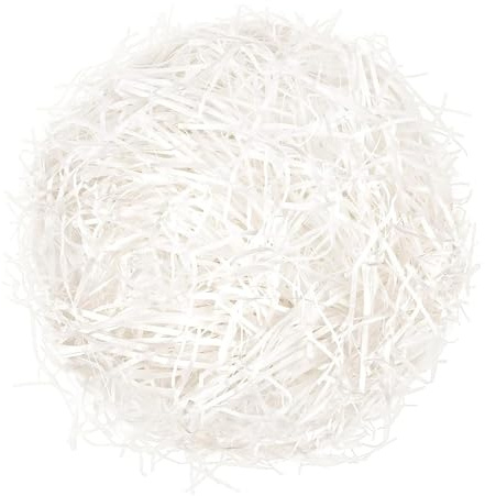 Raffiabast, 200g Raffia Füllmaterial Geschenk, Raffia Hamper Shreds Geschreddertes Papier Box Füllung für Geschenkbox Dekorations Geschenkverpackung (Weiß)