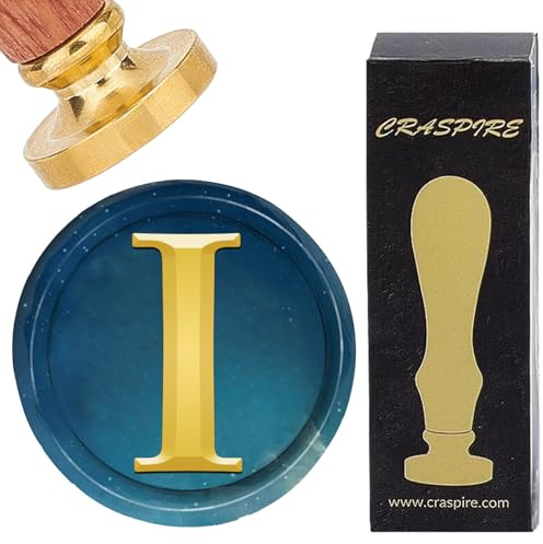 craspire Wachssiegel-Stempel Mit Anfangsalphabeten, Buchstabe, Vintage, Abnehmbare Messing-Siegelstempelköpfe, 25 mm, Kupfer, Mit Holzgriff Für Hochzeit, Weihnachten, Umschläge, Einladungen, Karten