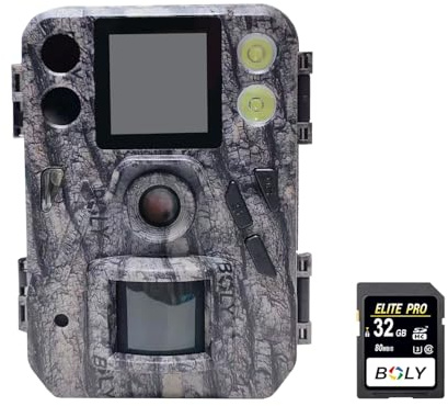 Bolyguard Caméra de Chasse de Nuit HD 4K 37MP Caméra de Chasse Infrarouge Vision Nocturne pour Photos Couleur et Vidéo de Nuit (SG520-D/SD)