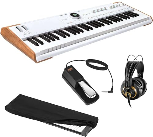 Arturia Astrolab Avant-Garde Stage Keyboard with Analog Lab Pro Integration Bundle with AKG K 240 Studio Professional Semi-Open Stereo Headphones, FP-P1L Sustain Pedal and Keyboard Dust Cover