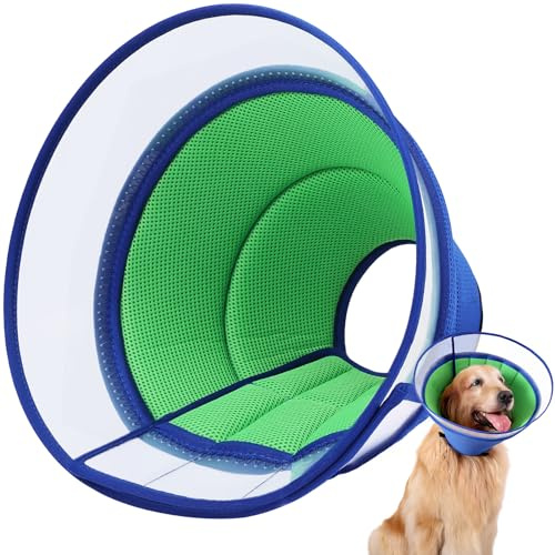 Mjuk Hundkrage, Skyddskrage mot Slickning, Andningsbar Hundkrage, Justerbar Skyddskrage för Hundar, Lätt Elisabetansk Krage för Husdjur (Size 4, Blå)