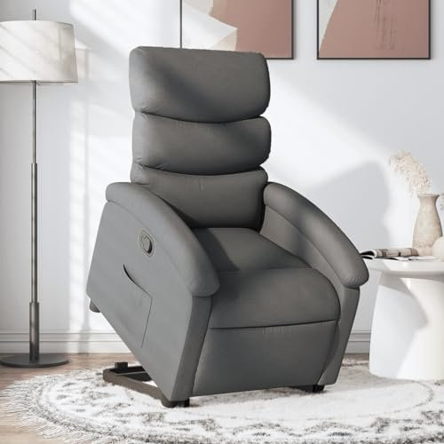 Tidyard Relaxfåtölj med uppresningshjälp, TV-fåtölj, seniorfåtölj, relaxstol, vilstol, vilstol, stoppad fåtölj, enkelfåtölj, mörkgrå tyger