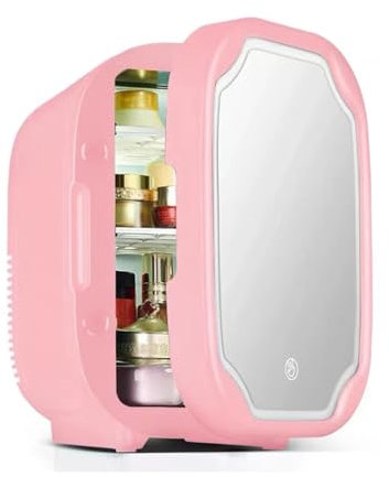 Yajuer Compact Refrigerator, Energy Efficient Small Fridge, Makeup Mini Refrigerator for Apartments, Bedroom, Dorm, Living, Kitchen, Office(Color:Pink)