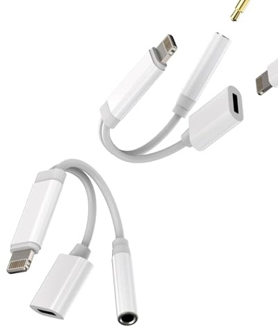 Lightning auf AUX Audio Klinke Adapter(2 Stück)für iPhone 3.5mm Kopfhörer Jack Splitter Und Laden Klinkenstecke 2in1 für Apple Auto Headphone Kabel Konverter aufladen Cable für iPad Kopfhöreranschluss