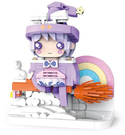 Oichy Building Block Sets, Fairytale Series Music Box Building Blocks DIY Construction Toys Home Office Decoration Gifts for Adults and Kid (Girl and Broom)