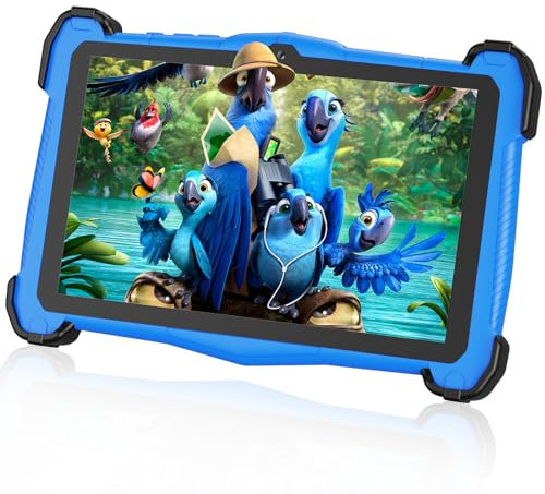 EagleSoar Kids Tablet 2024 Newest Android 14 Tablet for Kids Octa-core 10GB+64GB/TF 1TB 7 Inch Toddler Tablet with Parental Control Kids APP Pre-Installed Eye Care Mode Children Tablet with WiFi(Blue)