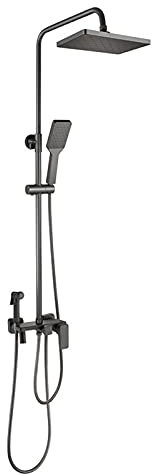 OWOHYG Shower System Wall Mounted Rain Mixer Shower Combo Set with High Pressure Rainfall Shower Head, Bidet Faucets, Handheld Shower and Tub Spout FA