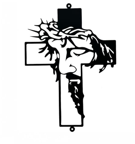 VALINSKY Kreuz, Metall-Wandkunst, christliches Kreuz, Herz, Metall-Wandschild, Christentum, Glaube, Metall zum Aufhängen, religiöses Wandschild für Zuhause, Wohnzimmer, Schlafzimmer, Kirche