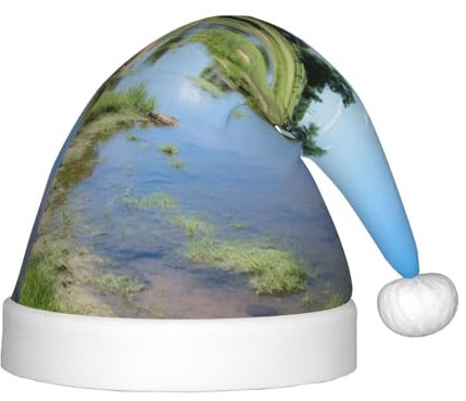 sttung Farm Houses Windmill Tractor Print Christmas Hat Santa Xmas Hat for Unisex Christmas New Year Holiday Party Supplies Decorations
