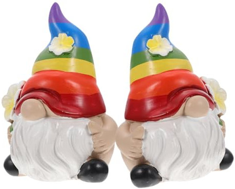 OFFSCH 2stücke Regenbogen Garten Statue Kunstharz Dekorative Gartenfiguren Balkondeko Hofzwerge Gartenornamente