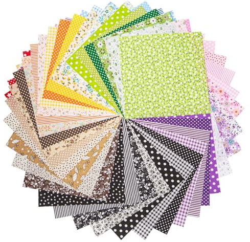 Bofanze Lot de 70 Carrés de Tissus Imprimé 20 x 20 cm Carrés de Tissu Plusieurs Motifs Patchwork Coton Tissu 100% Coton Tissus pour Quilting Couture, Bricolage, Artisanat