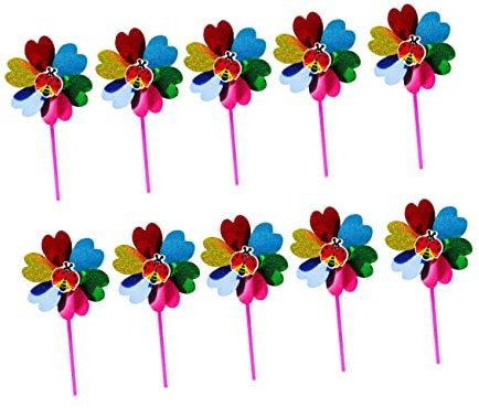 Milisten 1 Ensemble Moulin À Vent Géant À Paillettes Colorées Moulin À Vent Suspendu Ornements De Pelouse Moulin À Vent Kits De Carillons Éoliens Manche À Air Ornements 10 pièces
