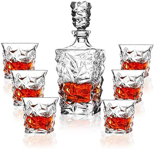 QTANZIQI Aioneer Wine Glass Premium Whisky Decanter Set di 4 Bicchieri sofisticati per Whisky, Scotch, Bourbon, Rum in Una Confezione Regalo
