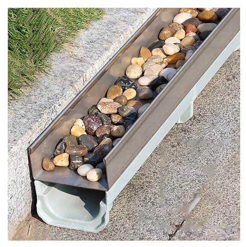 canaletta scolo acqua piovana Grondaie A U Per Drenaggio Da Giardino Con Griglia In Acciaio Inox 304, Canali Di Drenaggio Per Esterni, Di Drenaggio A Trincea Per Cortile E Patio(100x24.5x25CM)