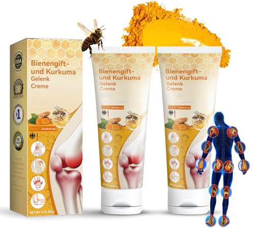 2 Stück Kurkuma Bienengiftsalbe, Bee Venom Creme für Nacken, Taille, Rücken